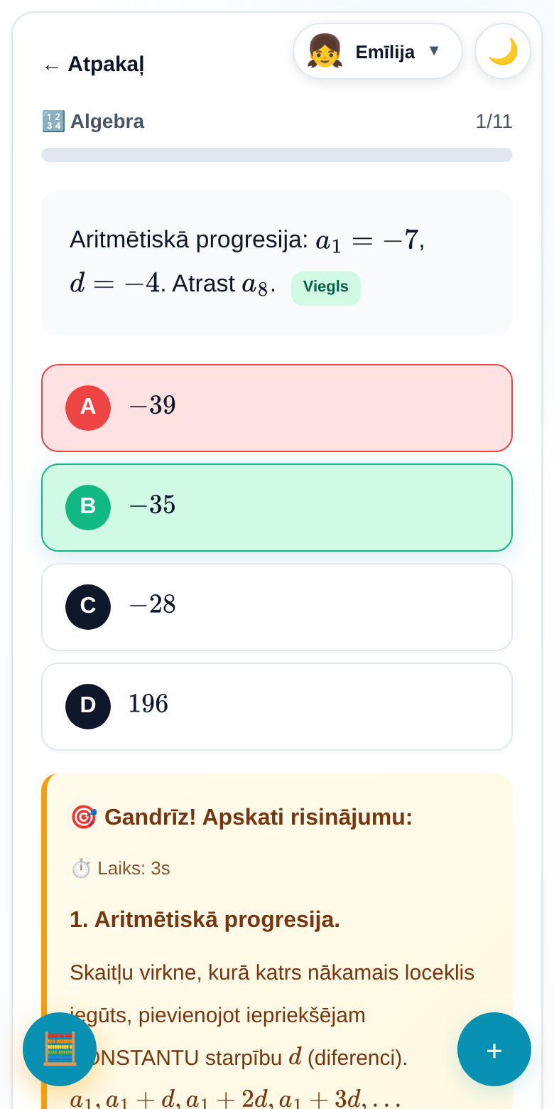 MatemPro uzdevums ar soli-pa-solim risinājumu latviešu valodā